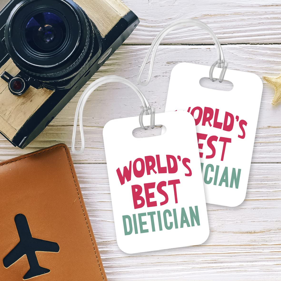 LT482 World's Best Dietician Novelty Funny Unique Designer Gift, Suitcase, Glossy Plastic Luggage Tag for Dietician