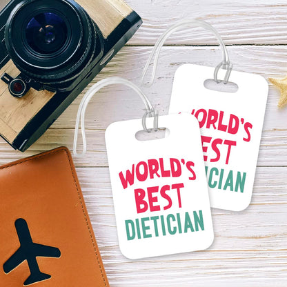 LT482 World's Best Dietician Novelty Funny Unique Designer Gift, Suitcase, Glossy Plastic Luggage Tag for Dietician