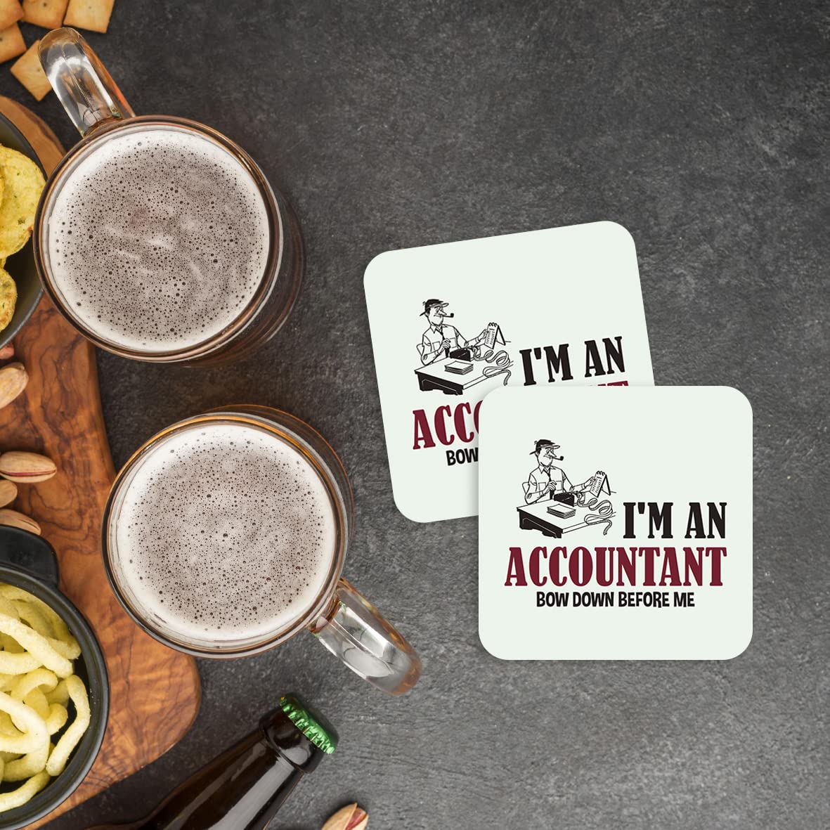 CS660 I'm an Accountant Bow Down Before me Novelty Funny Coffee Tea Drink Gift Glossy MDF Wooden Coaster