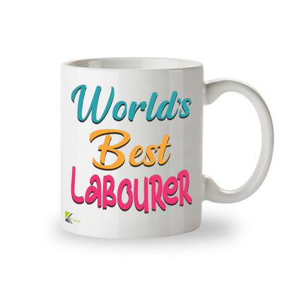 Kruzroyal DZ873 World's Best Labourer Mug 11oz - White Ceramic Cup for Builder, Construction Worker - Funny Birthday, Father's Day, Thank You Present