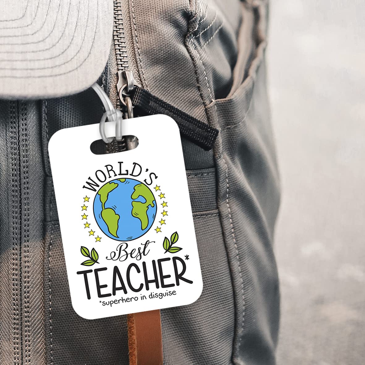 LT182 World's Best Teacher Novelty Funny Unique Designer Gift Glossy Plastic Suitcase Luggage Tag