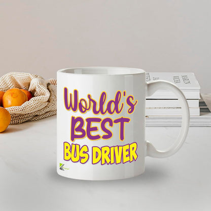 Kruzroyal DZ878 World's Best Bus Driver Mug 11oz - White Ceramic Cup for Coach Operator - Funny Birthday, Thank You, Leaving Present