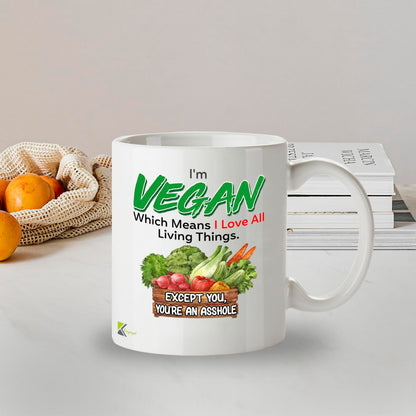 DZ954 Vegan Funny Mug - Sarcastic Coffee Cup Gift for Plant-Based Friends & Family - Witty Humor Beverage Cup - 11oz White Ceramic Drinkware