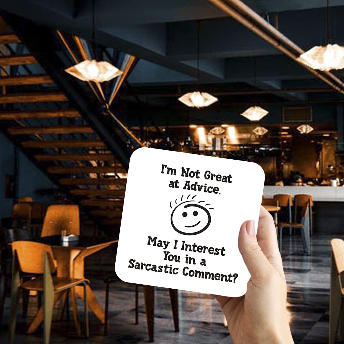 CS536 I'm not Great at Advice. May i Interest You in a Sarcastic Comment ? Novelty Funny Coffee Tea Drink Gift Glossy MDF Wooden Coaster