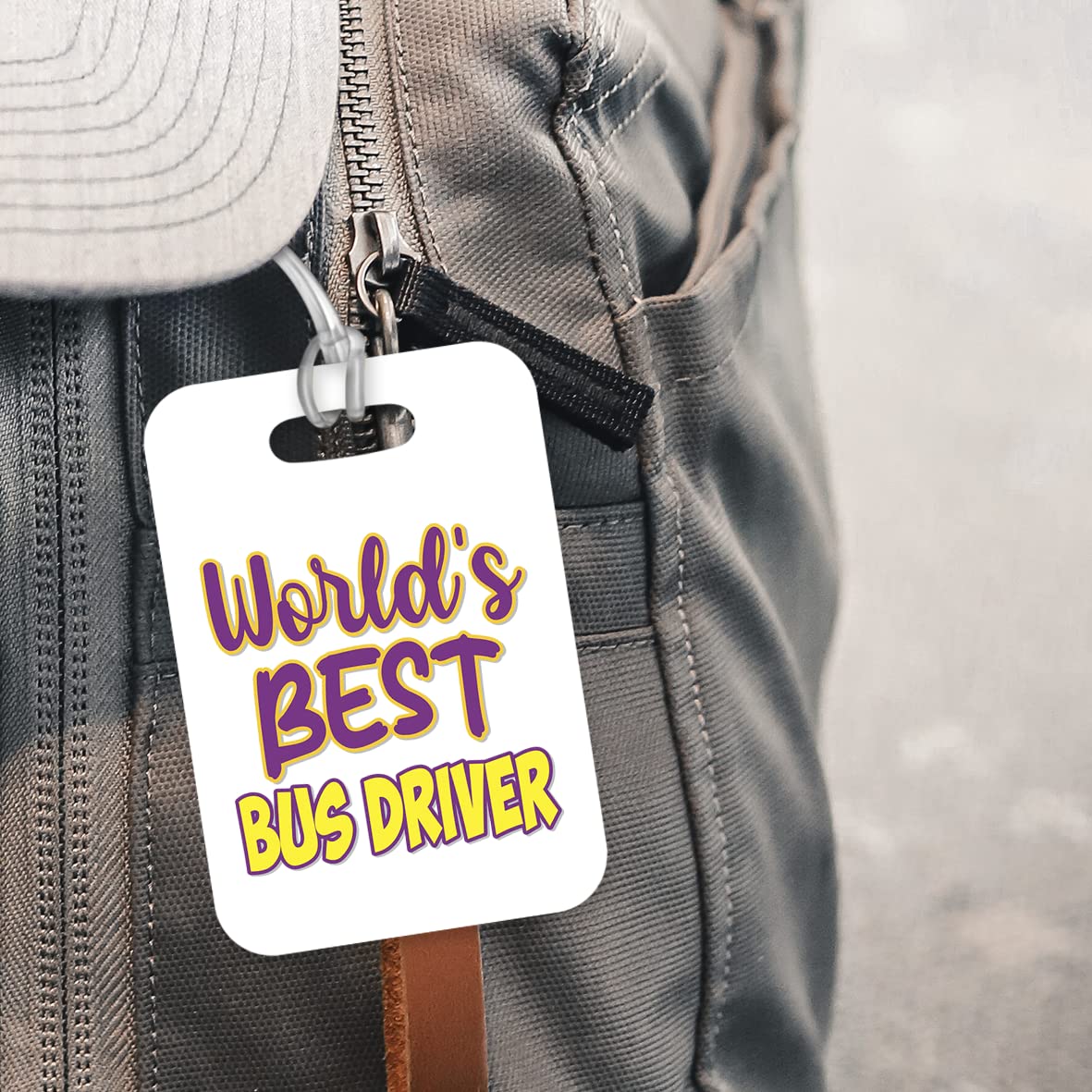 LT478 World's Best Bus Driver Novelty Funny Unique Designer Gift, Suitcase, Glossy Plastic Luggage Tag for Bus Driver