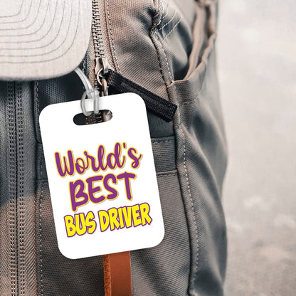 LT478 World's Best Bus Driver Novelty Funny Unique Designer Gift, Suitcase, Glossy Plastic Luggage Tag for Bus Driver