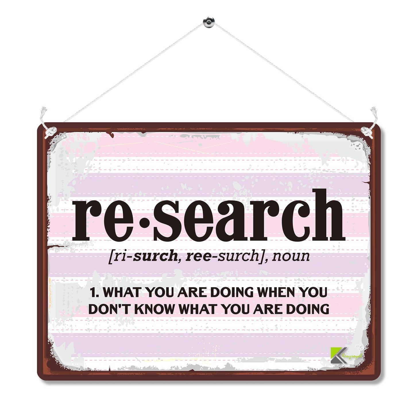 Kruzroyal MP134 Defination Research Funny Novelty Retro Vintage Metal Wall Sign Plaque 20cm x 15cm