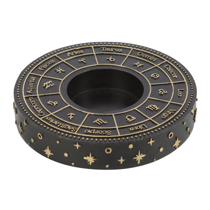 Astrology Wheel Tealight Candle Holder - Handcrafted Metal Stand with Zodiac Signs, Ideal for Home Decor and Spiritual Ambiance, Zodiac Gift for Astrology Enthusiasts