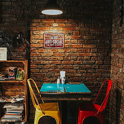 Kruzroyal MP430 I'm not anti-social, i'm anti-stupid Funny Novelty Retro Vintage Metal Wall Sign Plaque 20cm x 15cm