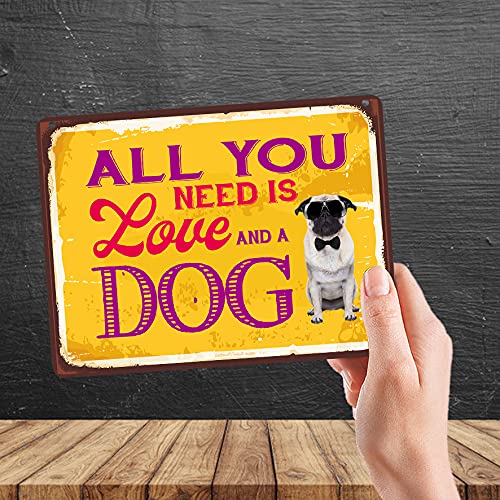 Kruzroyal MP078 All you need is love and a dog Funny Novelty Retro Vintage Metal Wall Sign Plaque 20cm x 15cm