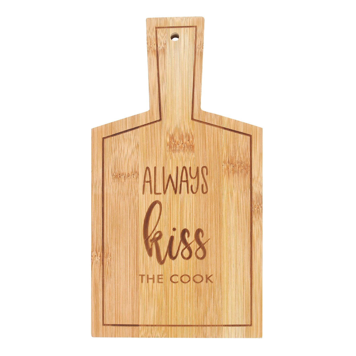 Kiss the Cook Bamboo Serving Board - Hangry-Defying Eco-Friendly Gift | Food Safe & Hand Wash | Stylish & Sustainable