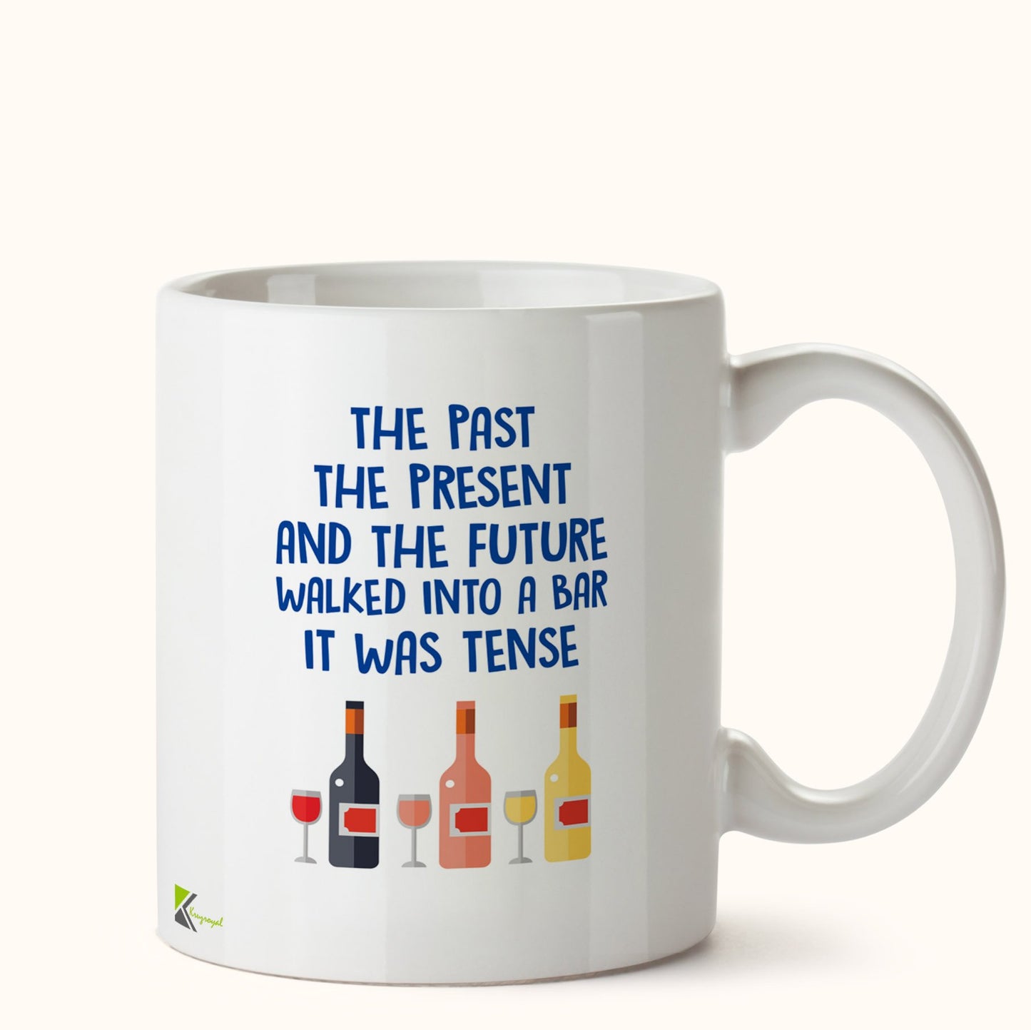 Kruzroyal DZ457 The Past, The presend and The Future Walked into a bar it was Tense. Funny Novelty Great Gift Idea Coffee Tea Mug