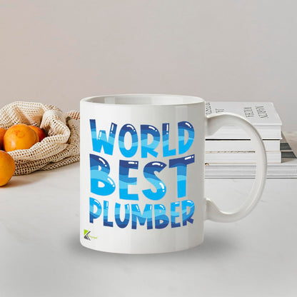 Kruzroyal DZ805 World's Best Plumber Coffee Mug 11oz - Funny Gifts for Plumbers Men Dad - Plumbing Handyman Novelty Cup for Birthday Christmas Fathers Day | 11OZ