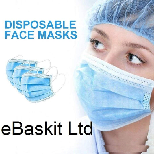 Fesjoy 10Pcs Disposable Face M-as-k 3 Layers M-as-k Non-woven Disposable Anti-dust Safe Breathable M-as-ks Blue