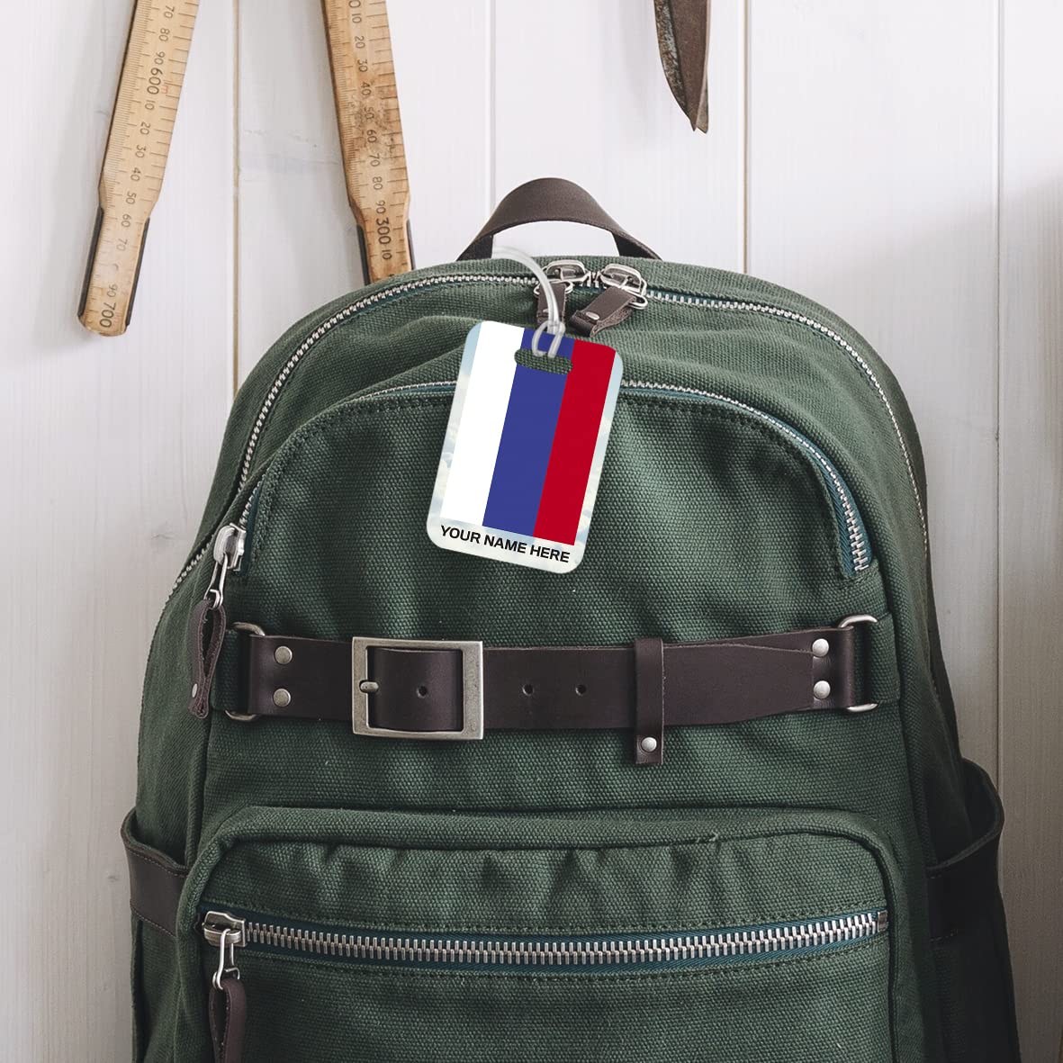 PLT275 Personalised Name with Russia Flag Novelty Funny Unique Designer Gift Glossy Plastic Suitcase Luggage Tag