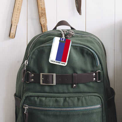 PLT275 Personalised Name with Russia Flag Novelty Funny Unique Designer Gift Glossy Plastic Suitcase Luggage Tag