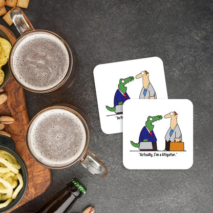 CS494 Actually, I'm a litigator Novelty Funny Coffee Tea Drink Gift Glossy MDF Wooden Coaster