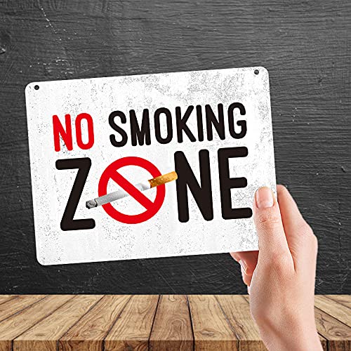 Kruzroyal MP443 No Smoking Zone Funny Novelty Retro Vintage Metal Wall Sign Plaque 20cm x 15cm