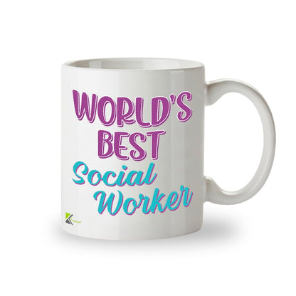 Kruzroyal DZ853 World's Best Social Worker Mug 11oz - White Ceramic Cup for Social Care Professional - Ideal Birthday, Thank You, Leaving Present