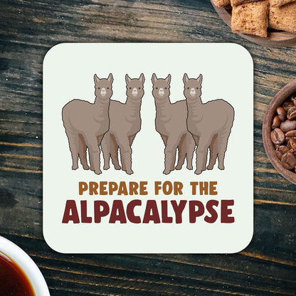 CS666 Prepare for The Alpacalypse Novelty Funny Coffee Tea Drink Gift Glossy MDF Wooden Coaster
