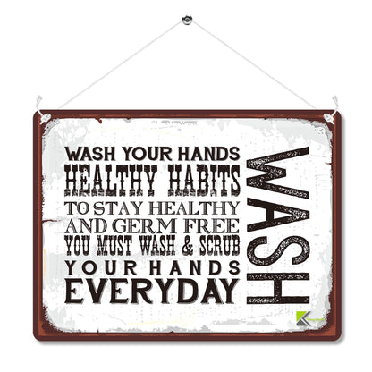 Kruzroyal MP082 Wash Your Hands/Healthy Habits Funny Novelty Retro Vintage Metal Wall Sign Plaque 20cm x 15cm