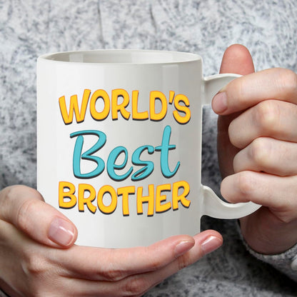 Kruzroyal DZ816 World's Best Brother Mug 11oz - White Ceramic Coffee Cup for Brother from Sister, Brother - Ideal Birthday or Holiday Present
