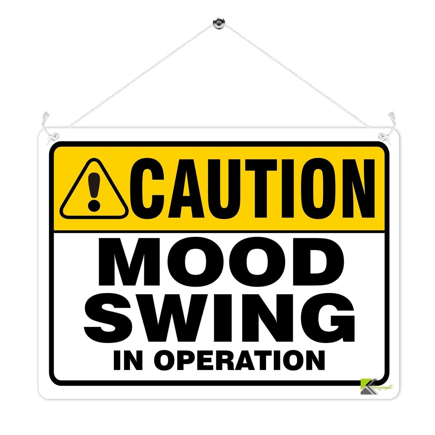 Kruzroyal MP388 CAUTION,Mood swing in operation. Funny Novelty Retro Vintage Metal Wall Sign Plaque 20cm x 15cm