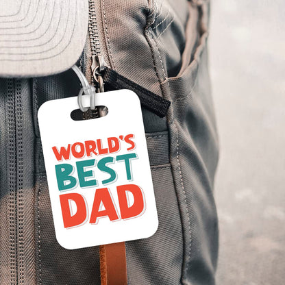 LT413 World's Best DAD Novelty Funny Unique Designer Gift, Suitcase, Glossy Plastic Luggage Tag for DAD