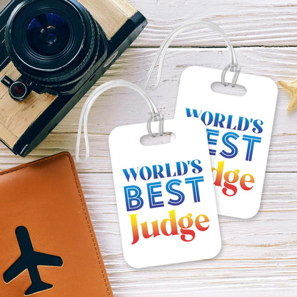 LT483 World's Best Judge Novelty Funny Unique Designer Gift, Suitcase, Glossy Plastic Luggage Tag for Judge