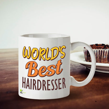 Kruzroyal DZ877 World's Best Hairdresser Mug 11oz - White Ceramic Cup for Stylist, Barber - Funny Birthday, Leaving or Thank You Present