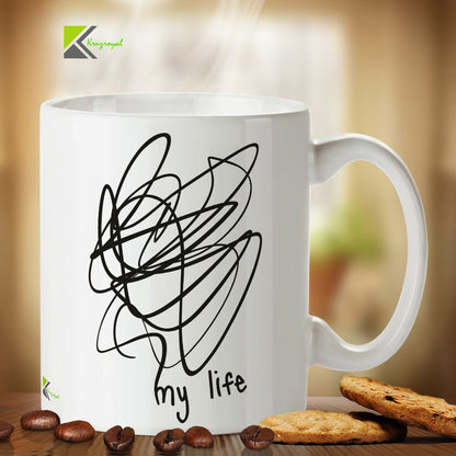 Kruzroyal DZ206 My Life Funny Novelty Great Gift Idea Coffee Tea Mug