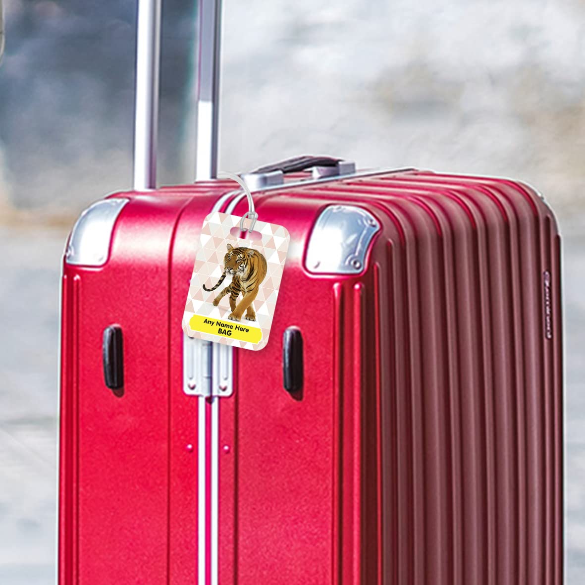 PLT247 Personalised Name's Bag with Tiger Image Novelty Funny Unique Designer Gift Glossy Plastic Suitcase Luggage Tag