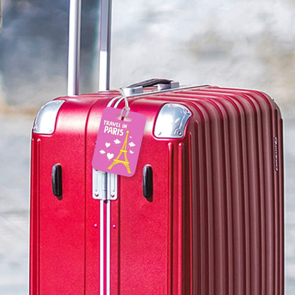 LT007 Travel in Paris Novelty Funny Unique Designer Gift Glossy Plastic Suitcase Luggage Tag