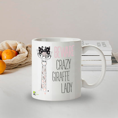 Kruzroyal DZ287 Beware Crazy Giraffe Lady Funny Novelty Great Gift Idea Coffee Tea Mug