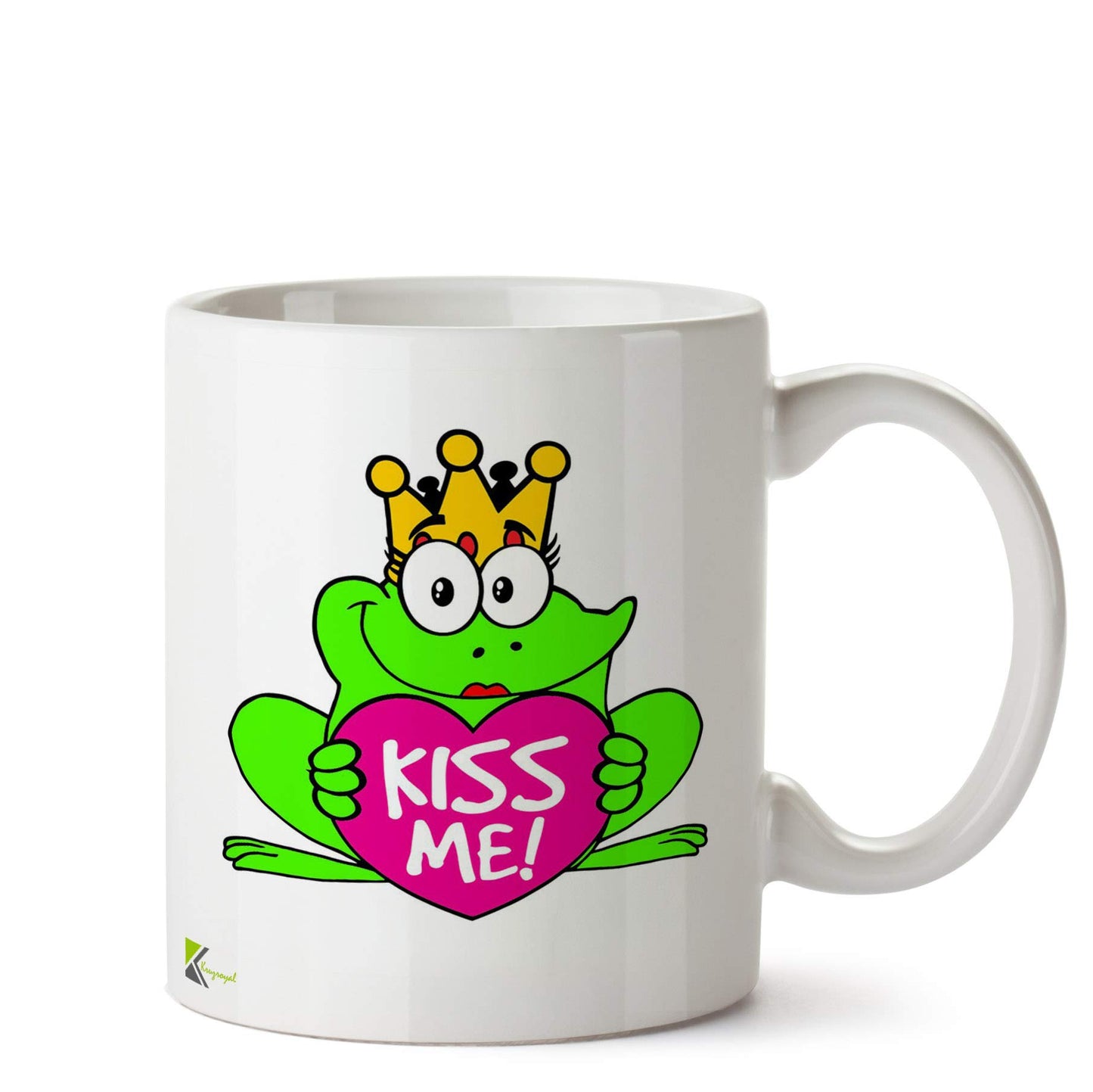 Kruzroyal Kiss Me Frog Prince Princess Mug | Cute Romantic Valentine's Day Gift Ceramic Coffee Tea Cup for Partner, Friend