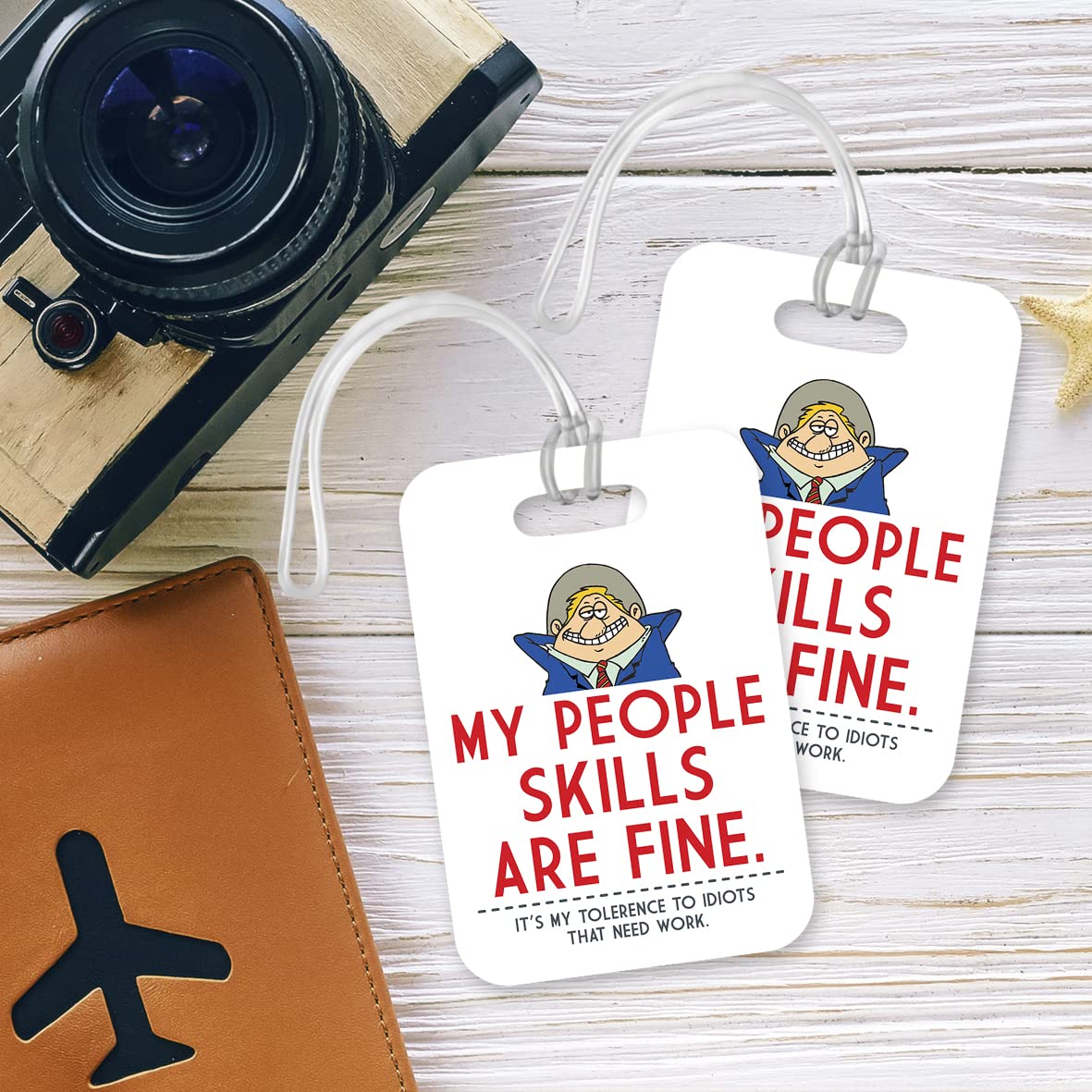 LT157 My People Skills are Fine. It's My Tolerence to Idiots That Need Work. Novelty Funny Unique Designer Gift Glossy Plastic Suitcase Luggage Tag