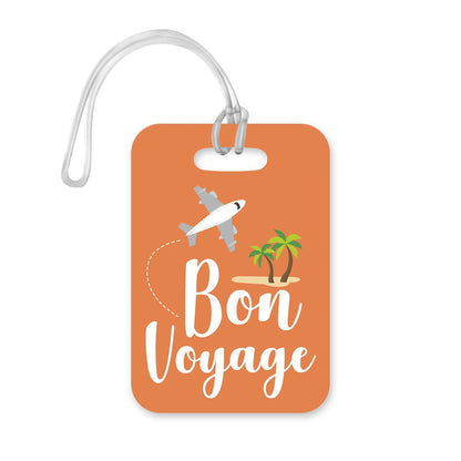 LT081 Bon Voyage -2 Novelty Funny Unique Designer Gift Glossy Plastic Suitcase Luggage Tag