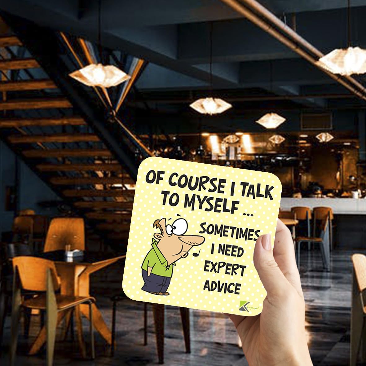CS200 OF COURSE I TALK TO MYSELF sometimes i need expert advice. Novelty Funny Coffee Tea Drink Gift Glossy MDF Wooden Coaster | Gifts for Dad, Men, Women, Boss