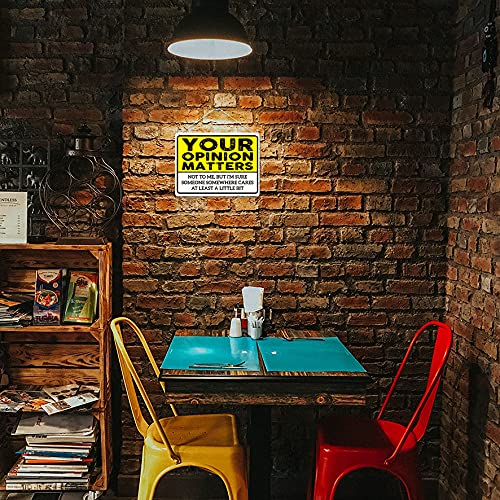 Kruzroyal MP319 YOUR OPINION MATTERS, Not to me, But i'm sure, Someone somewhere cares at least a little bit Funny Novelty Retro Vintage Metal Wall Sign Plaque 20cm x 15cm