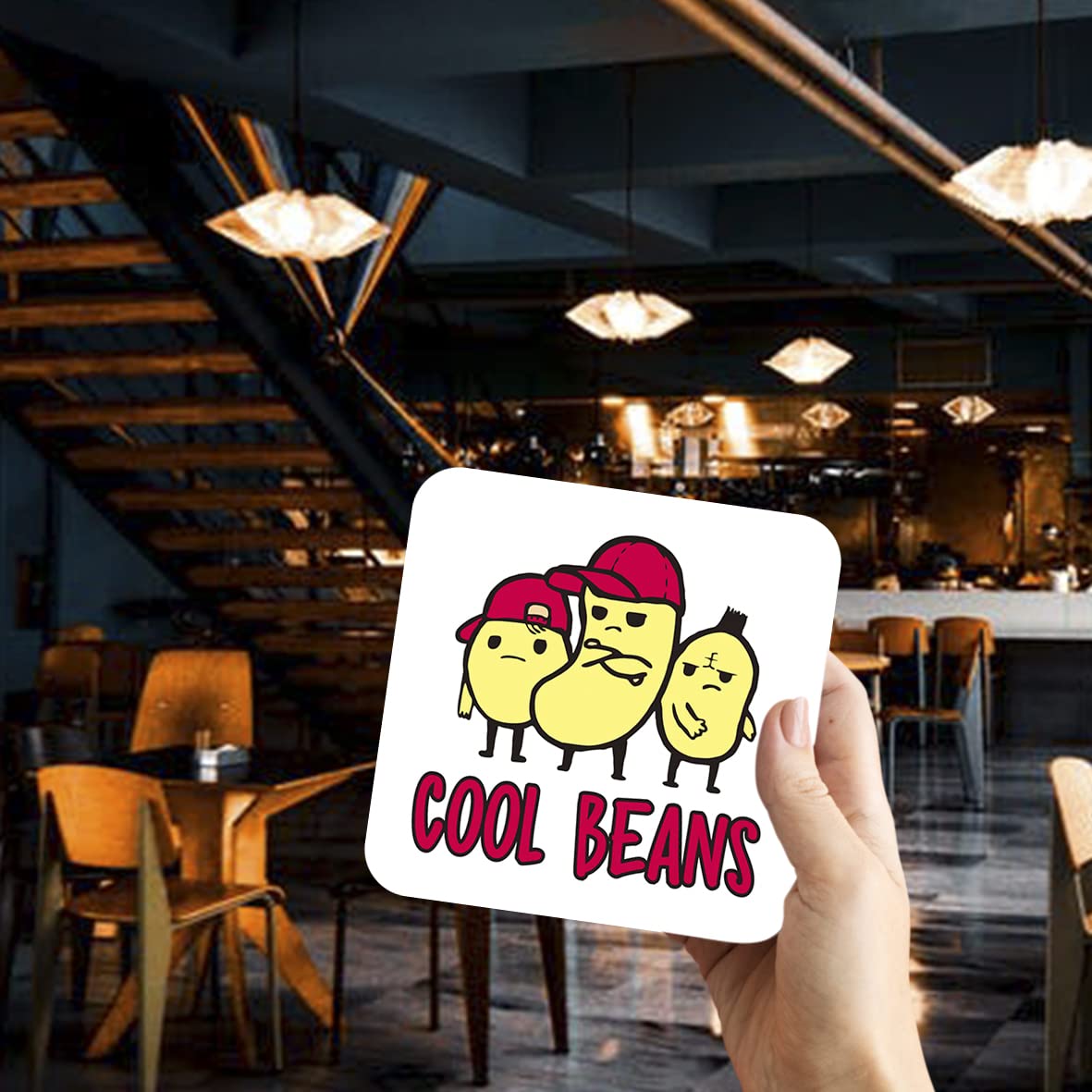CS747 Cool Beans Novelty Funny Coffee Tea Drink Gift Glossy MDF Wooden Coaster