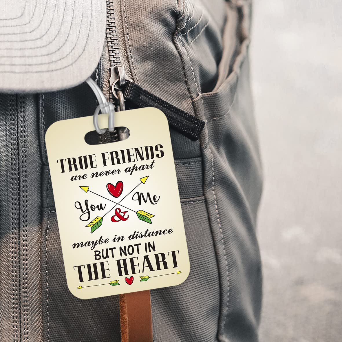 LT191 True Friends are Never Apart May Be in Distance But Not in The Heart Novelty Funny Unique Designer Gift Glossy Plastic Suitcase Luggage Tag