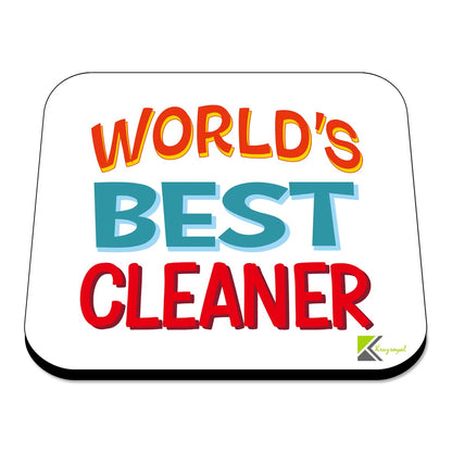 WB008 World's Best Cleaner MDF Wooden Coaster by Kruzroyal | Gift for Cleaner| Unique Novelty Present | 9cm x 9cm | Coffee Tea MDF Wooden Coaster