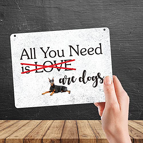 Kruzroyal MP475 All you need is love - are dogs Funny Novelty Retro Vintage Metal Wall Sign Plaque 20cm x 15cm