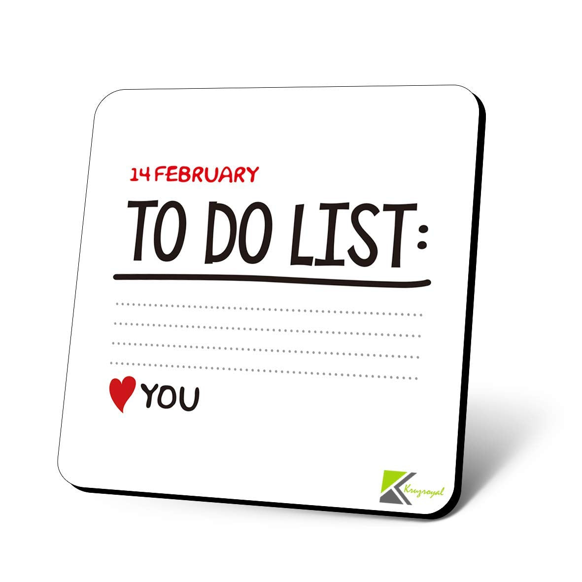 CS1170 14 February to Do List: Love You Novelty Funny Coffee Tea Drink Gift Glossy MDF Wooden Coaster