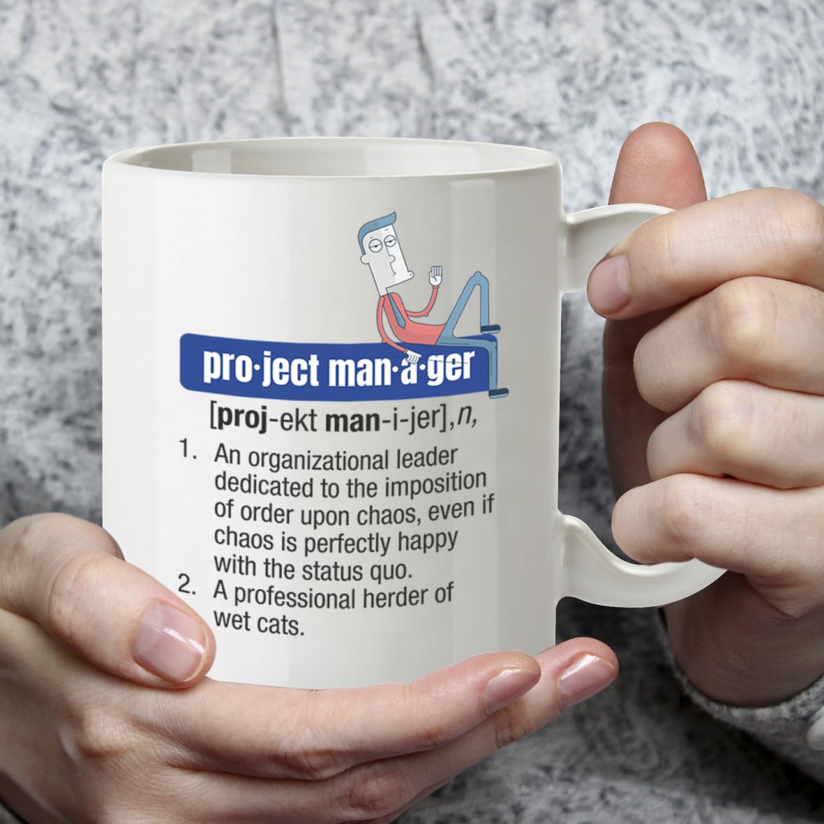 Kruzroyal Project Manager Funny Mug Definition Funny Office Tea Coffee 11OZ Mug Gift for Work Colleague, Boss