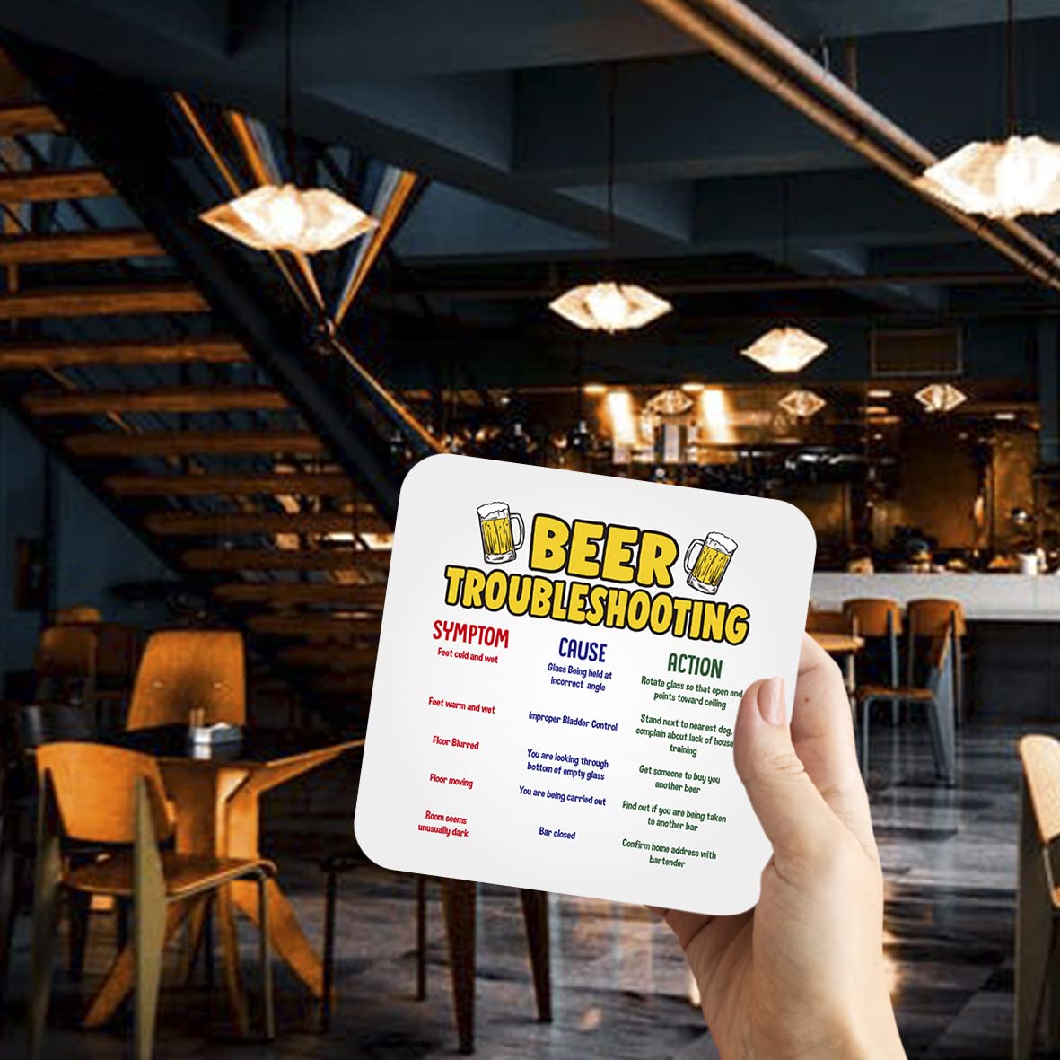 CS683 Beer Troubleshooting : Symptom/Cause/Action Novelty Funny Coffee Tea Drink Gift Glossy MDF Wooden Coaster
