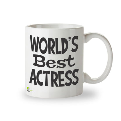 Kruzroyal DZ827 World's Best Actress Mug 11oz - White Ceramic Coffee & Tea Cup for Actors, Drama Students - Ideal Birthday, Good Luck Present
