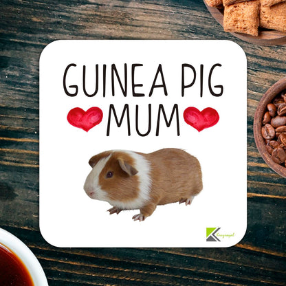 CS864 Guinea Pig Mum Novelty Funny Coffee Tea Drink Gift Glossy MDF Wooden Coaster for Guinea Pig Lover, Owner, Her - Birthday, Pet Themed Desk Accessory