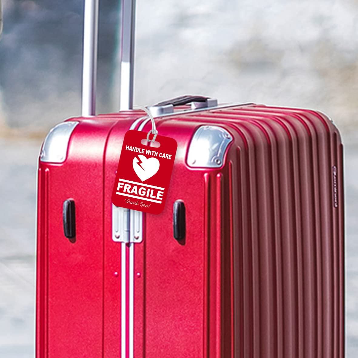 LT033 Handle with Care - Fragile - Thank You Novelty Funny Unique Designer Gift Glossy Plastic Suitcase Luggage Tag
