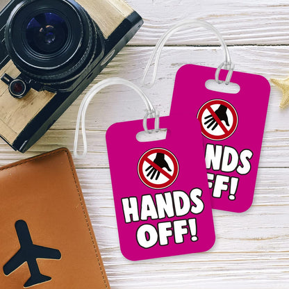 LT224 Hands Off! Novelty Funny Unique Designer Gift Glossy Plastic Suitcase Luggage Tag